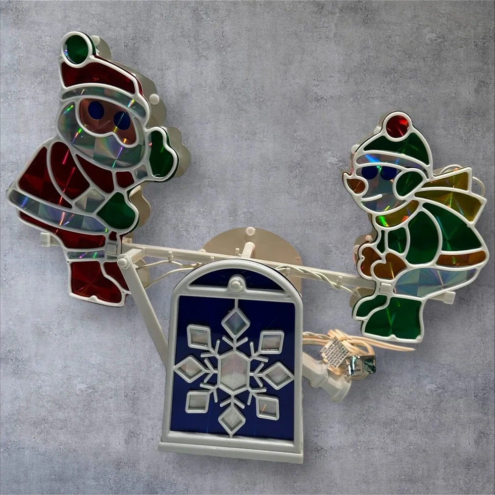 Vintage Christmas Light-Up‎ Santa & Snowman Seesaw- It Teeter-Totters!